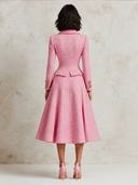 Women’s French-Elegant Pink Tweed Midi Dress ZMZ1531J4XT