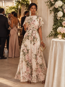 Women's Light Pink Romantic Floral Print A-line Maxi Dress ZMZ1552J3XT