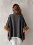 Women’s Winter Warm Dark Gray Faux-Wool Cape-Style Jacket ZMZ1641J9SWL