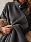 Women’s Winter Warm Dark Gray Faux-Wool Cape-Style Jacket ZMZ1641J9SWL
