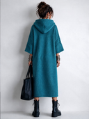 Women’s Fashionable Peacock Blue Hooded Colorblock Knitted Dress ZMZ1684J3SWL