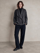 Women’s American Retro Casual Style Gray Chunky Rib Knit Shawl Collar Wrap Knit Cardigan ZMZ1629J6ZYY