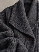 Women’s American Retro Casual Style Gray Chunky Rib Knit Shawl Collar Wrap Knit Cardigan ZMZ1629J6ZYY