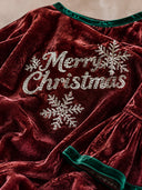 Women's Retro Casual Velvet Color Block Christmas Rhinestone Sparkling Pullover Three-Quarter Sleeve Ruffle Top ZMZ1606J9ZJY