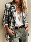 Women’s Vintage-Style Casual Blazer With Chunky Plaid Pattern And Raw-Edge Detailing ZMZ1639J0ZJY