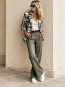 Women’s Vintage-Style Casual Blazer With Chunky Plaid Pattern And Raw-Edge Detailing ZMZ1639J0ZJY