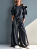 Women’s Casual Dark Gray Cotton Sweatshirt And Pants Two-piece Set ZMZ1684J2SWL