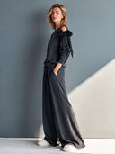 Women’s Casual Dark Gray Cotton Sweatshirt And Pants Two-piece Set ZMZ1684J2SWL