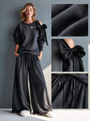 Women’s Casual Dark Gray Cotton Sweatshirt And Pants Two-piece Set ZMZ1684J2SWL