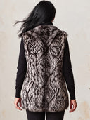 Women's Faux Fur Vest Sleeveless Longline Silver Grey Black Tiger Stripe Plush Waistcoat ZMZ1629J8YZH