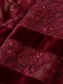 Women’s French-Style Elegant V-Neck Burgundy Lace And Sequin Midi Dress ZMZ1910J5XT