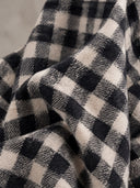 Women’s American Retro Casual Style Black And White Gingham Maxi Dress With Brown Faux Suede Half-Zip Stand Collar ZMZ1918J0ZYY