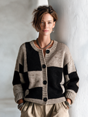 Women’s Vintage Color-Block Button-Down High-Stretch Knit Cardigan ZMZ1948J6SWL