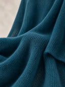 Women's Fashionable Dark Blue V-Neck Long-Sleeve High-Stretch Knitted Dress ZMZ1967J2SWL