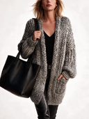 Women's Fashionable Warm Buttonless Gray Knit Cardigan ZMZ1964J2SWL