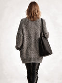 Women's Fashionable Warm Buttonless Gray Knit Cardigan ZMZ1964J2SWL