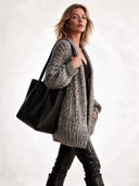 Women's Fashionable Warm Buttonless Gray Knit Cardigan ZMZ1964J2SWL