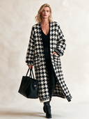 Women’s Stylish, Warm, Buttonless Houndstooth Long-Length Knitted Cardigan ZMZ1962J3SWL