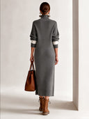 Women's Fashionable Warm Color-blocked Turtleneck High-Stretch Knit Dress ZMZ1939J4SWL