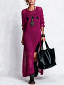 Women's Fashion Mesh Knit Slit Long-Sleeve Dress ZMZ1917J3SWL