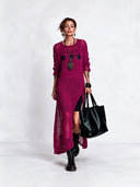 Women's Fashion Mesh Knit Slit Long-Sleeve Dress ZMZ1917J3SWL