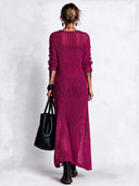 Women's Fashion Mesh Knit Slit Long-Sleeve Dress ZMZ1917J3SWL