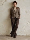 Women’s Vintage Brown Tweed Slim-fit Single-button Blazer ZMZ1946J7XT
