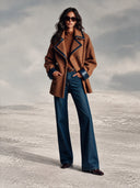 Women’s Classic American Vintage Double-Breasted Wool-Blend Peacoat With Navy Faux-Leather Trim ZMZ2012J7ZYY