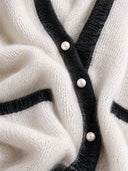 Women’s Elegant V-Neck Color-Block Mohair Cardigan ZMZ2045J0SWL