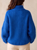 Women's Oversized Mock Neck Pullover Sweater With Patch Pockets - Soft Fuzzy Knit Drop Shoulder Sweater ZMZ2093J8YZH