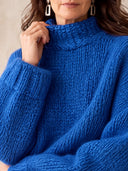 Women's Oversized Mock Neck Pullover Sweater With Patch Pockets - Soft Fuzzy Knit Drop Shoulder Sweater ZMZ2093J8YZH
