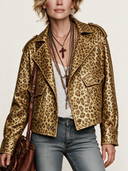 Women's Trendy Sparkling Leopard Print PU Leather Three-Button Jacket ZMZ2015J1SWL