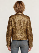 Women's Trendy Sparkling Leopard Print PU Leather Three-Button Jacket ZMZ2015J1SWL