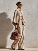 Women’s Casual Beige Corduroy Tent-style Jacket And Wide-leg Trousers Two-piece Set ZMZ2065J8XT