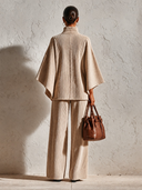 Women’s Casual Beige Corduroy Tent-style Jacket And Wide-leg Trousers Two-piece Set ZMZ2065J8XT