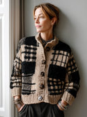 Women’s Vintage Color-Block Button-Front Knit Cardigan ZMZ2017J5SWL