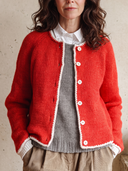 Women's Knit Cardigan With Cream Trim – Round Neck Button-Up Raglan Sleeve Sweater Jacket ZMZ2044J9YZH
