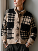 Women’s Vintage Color-Block Button-Front Knit Cardigan ZMZ2017J5SWL