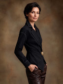 Women’s Black Asymmetric Wrap-front Long-sleeve Shirt ZMZ2131J1XT