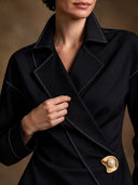 Women’s Black Asymmetric Wrap-front Long-sleeve Shirt ZMZ2131J1XT