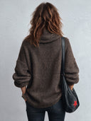Women's Retro Star Pattern Long-Sleeved High-Elastic Knitted Pullover Sweater ZMZ2101J3SWL