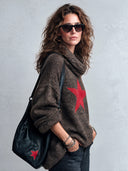 Women's Retro Star Pattern Long-Sleeved High-Elastic Knitted Pullover Sweater ZMZ2101J3SWL