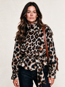 Women's Fashion Leopard Print Stand Collar Wool Blend Belt Jacket ZMZ2108J1SWL