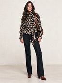 Women's Fashion Leopard Print Stand Collar Wool Blend Belt Jacket ZMZ2108J1SWL