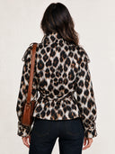 Women's Fashion Leopard Print Stand Collar Wool Blend Belt Jacket ZMZ2108J1SWL