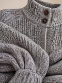 Women's Marl Rib-Knit Belted Cardigan With Funnel Neck And Balloon Sleeves ZMZ2132J1YZH