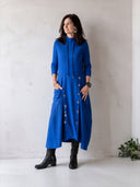 Women's Funnel Neck Long Sleeve Midi Dress With Drawstring, Grommet Detail And Pockets ZMZ2154J6YZH