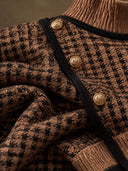 Women’s Asymmetric Button-Detail Houndstooth Turtleneck Sweater ZMZ2206J7XT