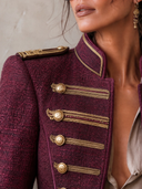 Women’s Burgundy Military-Style Slim-Fit Jacket ZMZ2152J3XT