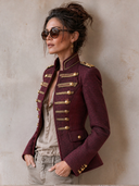 Women’s Burgundy Military-Style Slim-Fit Jacket ZMZ2152J3XT